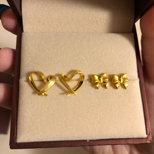 DL 1998 Fat Donglai same style 18k gold love earrings new brushed craft earrings heart-shaped yellow l gold earrings for women simple brushed love earrings one pair