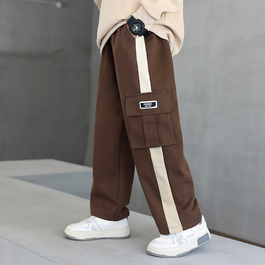 
McTicco boys spring suit 2024 new children's spring Maillard big boys' handsome sweatshirt blowing up the street fashionable spring and autumn 4843 brown color + 15052 brown color 170cm