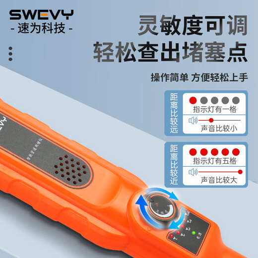 速为SW-820管道测堵仪充电式墙体PVC金属管电工线管排堵塞探测仪器 SW-830【测30米+送布包】