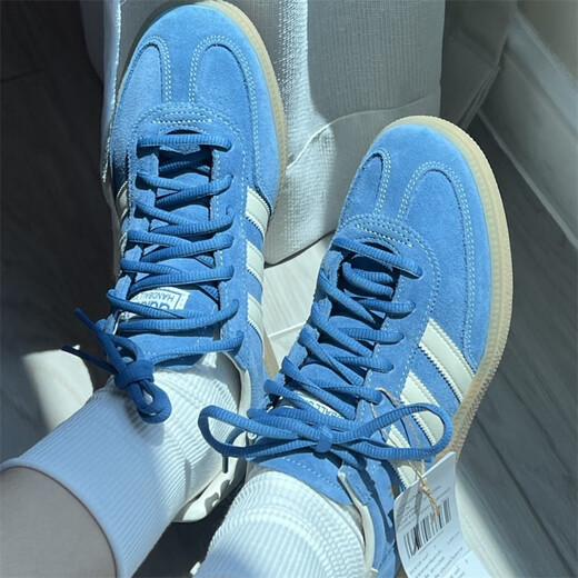 Adidas ORIGINALS HANDBALL SPZL non-slip wear-resistant lightweight low-cut men's and women's sports and leisure sneakers IG6194 blue and white 38.5 (235mm)