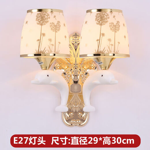 Yaotian remote control dimming wall lamp bedroom bedside lamp LED living room wall lamp hotel hotel stair corridor aisle lamp BD010-double head-glass new led warm light three-stop dimming
