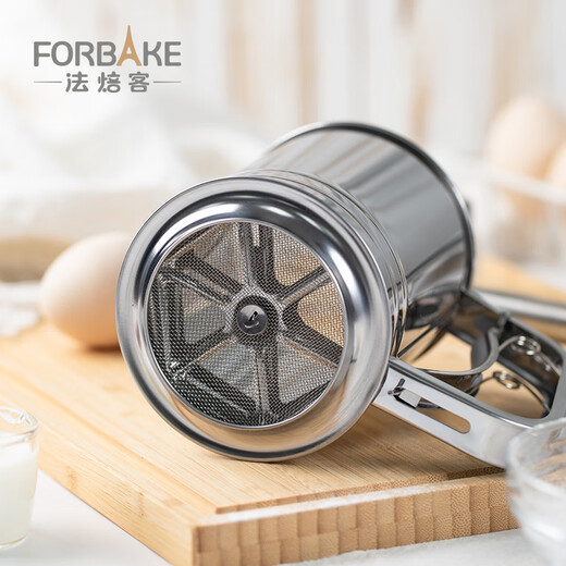 FOR BAKE semi-automatic handheld flour sieve filter mesh baking tool leaking mesh cup type sugar powder spreader double mesh flour sieve FB59612