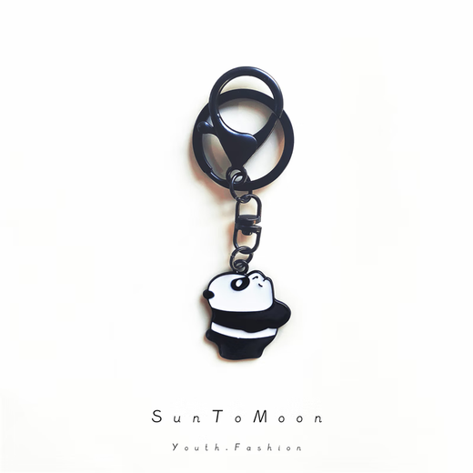 Suntomoon Schwarz -Weißer kleiner Panda -Cartoon Schlüsselbund DIY handgefertigte Tasche Anhänger Männer und Frauen beste Freunde Accessoires kreative kleine Geschenke Schwarzbär - B Style