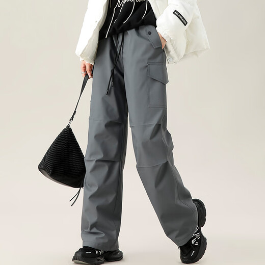 鸭鸭（YAYA）羽绒裤女2024年冬季新款鸭绒时尚百搭修身长裤加厚保暖裤子FLFX 黑色 S