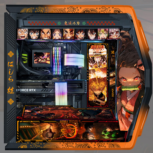 华硕（ASUS）ROG GR701 创世神机箱 吹雪机箱 EVA明日香联名台式机箱ARGB灯板全塔定制机箱翻毛皮白色机箱 鬼灭之刃主题（渐变黑创世神+灯板）