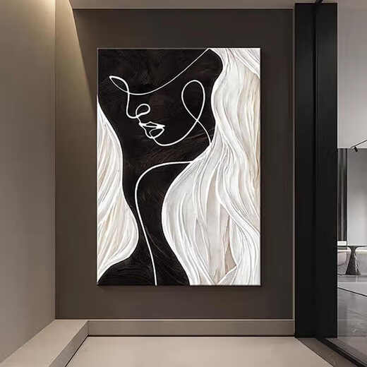 
Aohan Black and White Entrance Decorative Painting Large-scale Character Art Lines Corridor Aisle Living Room Hanging Painting High-level Abstract Mural JD15844 80*120 (suitable for 1.0-1.5 meters wide wall) Crystal porcelain aluminum alloy black frame