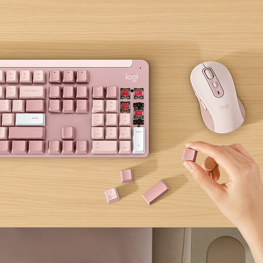 Logitech K865 Teclado mecánico Teclado inalámbrico 104 teclado COMBAJE DE COMERCIAL DEL TELECO DE AMORA Multi-dispositivos Long Standby Gaming Eports Eports (K845 Modelo actualizado) K865+ M650+ Almohadilla de mesa grande [Conjunto de rosa]