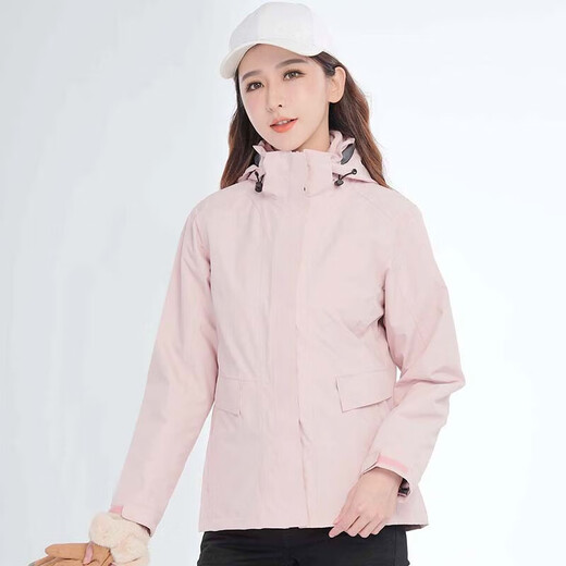 Version coréenne Brelrmon de la veste à vent pour les femmes et les hommes, extérieur à l'époque froide trois-en-un chaude et amovible de ski veste veste HS12805 Pink-women S
