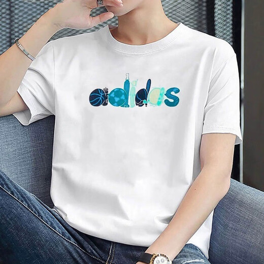 阿迪达斯 （adidas）短袖男装春季新款运动服透气舒适印花时尚休闲圆领T恤GL3708 D HE4839  S