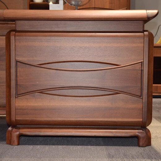 Kong Qiu Mingge high-end solid wood office desk and chair boss table light luxury new Chinese walnut president table executive desk manager table combination 2.4 meters boss table