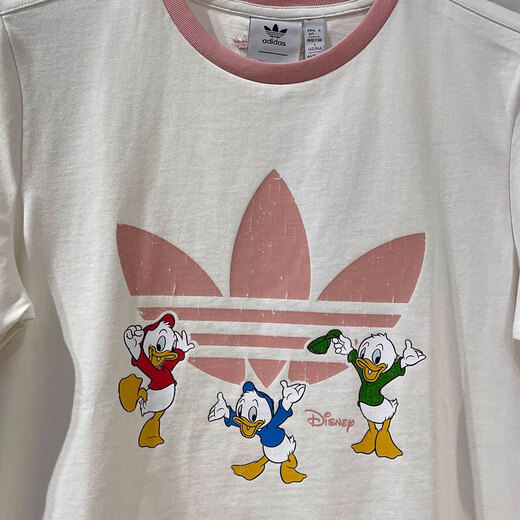 
Adidas 3D short-sleeved T-shirt women's 2025 summer new Disney joint sports casual wear round neck top JP1428 white M