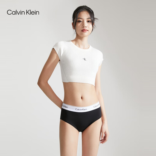 Calvin Klein Unterwäsche [Moderner Schwerkraftgürtel] Frauen CK High Taille Baumwollgezerrte sexy Bikini-Briefs Frauen QF6280 001-Space Black 1 m