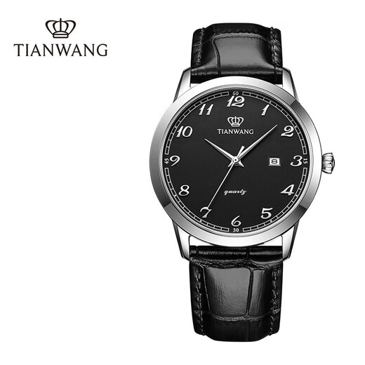 
TIAN WANG watch business casual fashion belt Roman dial date display quartz watch men's watch women's face couple's watch gift black disc black strap men's watch GS3886S/D-B-A