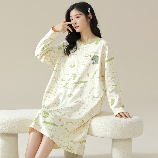 帕兰朵24秋季新品春秋季长袖睡裙女款秋款睡衣夏天家居服大码学生连衣裙 08M16857 XL