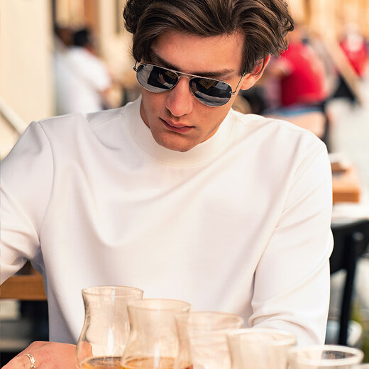 Mr. Bu small turtleneck thickened warm long-sleeved bottoming T-shirt men's autumn and winter bottoming shirt ivory white L/175