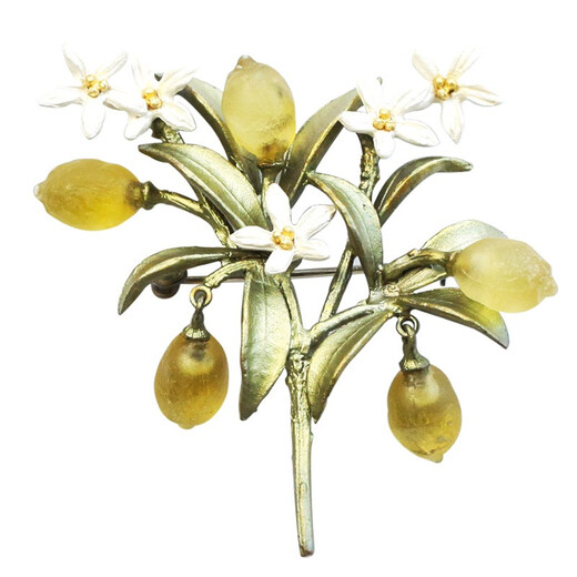 Michael Michaud London V&A Museum Gold and Silver Jewelry Art Brooch Niche Retro Design Birthday Gift for Girlfriend Lemon Brooch