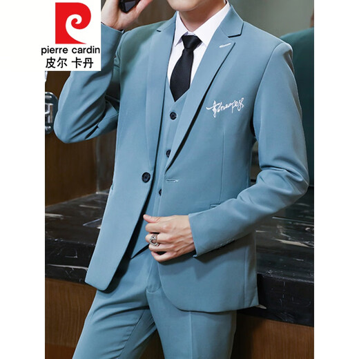 Pierre Cardin six-piece suit for teenagers 12 older children 13 junior high school students 14 boys 16 suits 17 years old host dress 725 navy blue (suit + vest + trousers + shirt + 175/XL