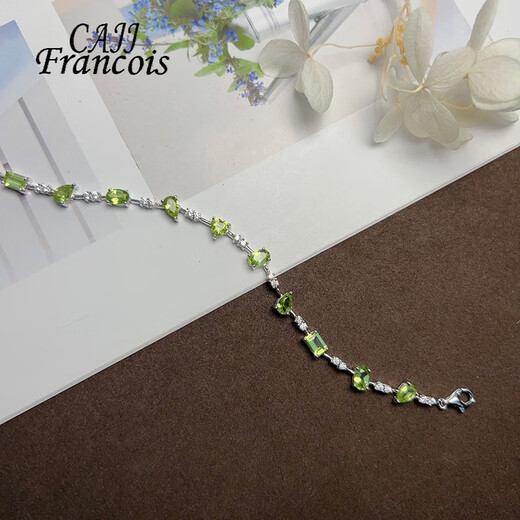 CAJJ Francois 4.9 carat peridot bracelet for women, fashion jewelry, 925 silver inlaid, natural colored gems, jewelry gemstone bracelet, peridot bracelet