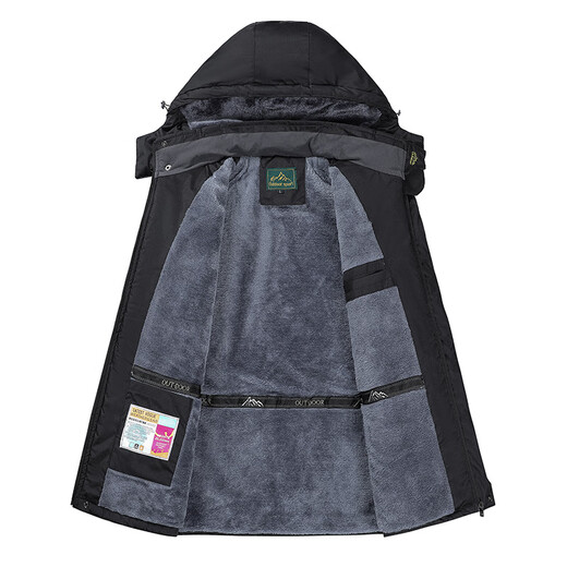 左斯客冬季劳保棉服工作服棉袄男加厚加绒耐磨工装干活棉衣外套焊工防烫 黑色 XL