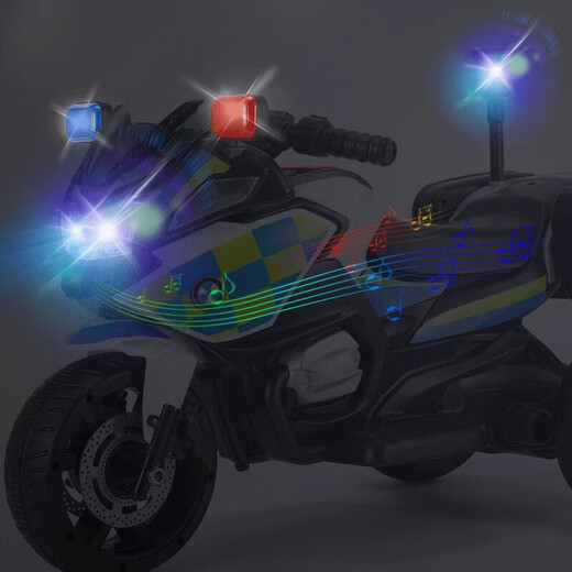 小乐狗儿童电动车摩托车警车玩具车可坐人电瓶充电三轮车宝宝男孩遥控 绿色遥控警车超大电瓶+早教