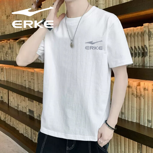 Hongxing Erke kurzärmeligte T-Shirt Herren Sommer atmungsaktiven Eis Seidenschweiß-absorbierenden runden Hals-Studenten Running Sports-Anzug Fitness Schnelltrocknende Kleidung Zhengbai 2097 [feuchtigkeitsabsorbierendes und schwitzendes, eisempfindlichem atmungsaktiv] XL 175/92A