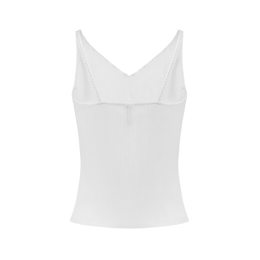 
EP Yaying high-end series women's clothing, mulberry silk v-neck slim knitted vest top, same style as spring mall 9901A white XL