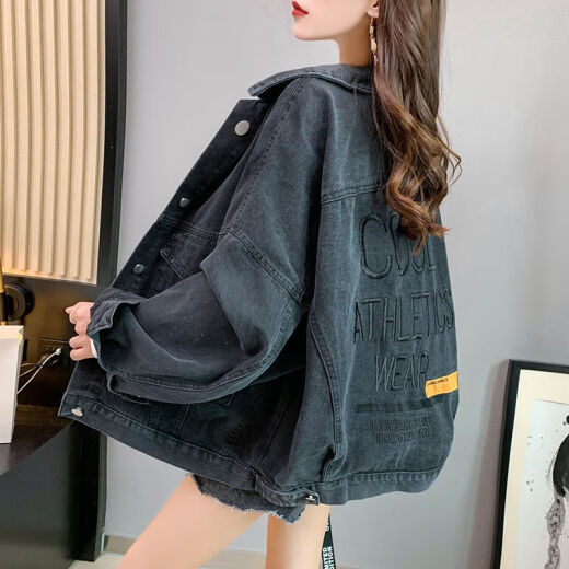 Einfache Richtung Denim Jacke für Frauen Internet Promi Trendy Kurzer loser und vielseitiger 2025 Frühlings- und Herbst-neue Denimjacke für Frauen Top 9929# Bildstil Rauchgrau 10xl S Empfohlen 80-100jin [Jin entspricht 0,5 kg]
