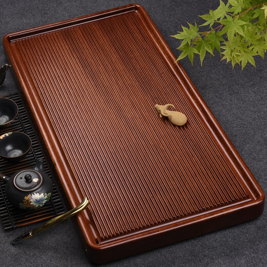 Congjian whole rosewood tea tray drainage type household solid wood tea table large bakelite saucer simple kung fu tea set tray South American rosewood Jianmei 63*32*4.5CM