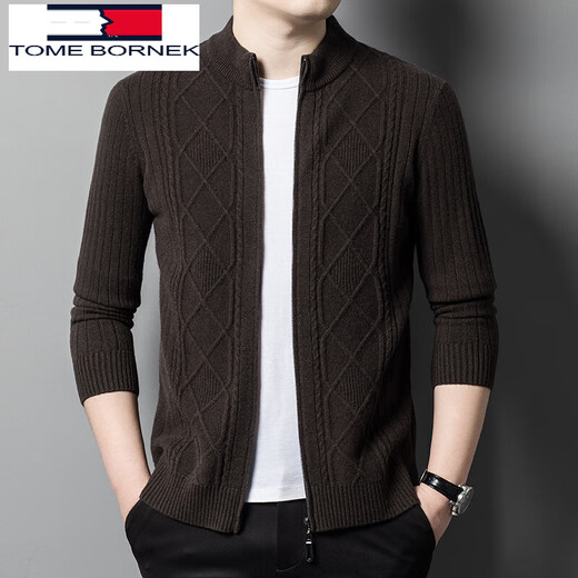 Tommy Shee Kelly Tommy Tommy Men's Men's Fall and Winter Cardigan tricot Cardigan Pull Cold de support Jacquard Veste de papa d'âge moyen Smoky Rain Camel 105 / M