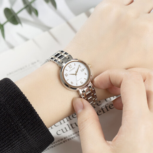 CITIZEN Eco-Drive Movement Gold Steel Band Fashion Calendar Waterproof Women's Watch EW2696-84A