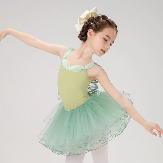 
Yuebu children's dance suits and practice suits for girls' summer ballet skirts and children's body suits and short-sleeved gymnastics clothes Chinese dance suits Rose pink [top + pink 5-layer skirt] 130CM (recommended to take a larger size)