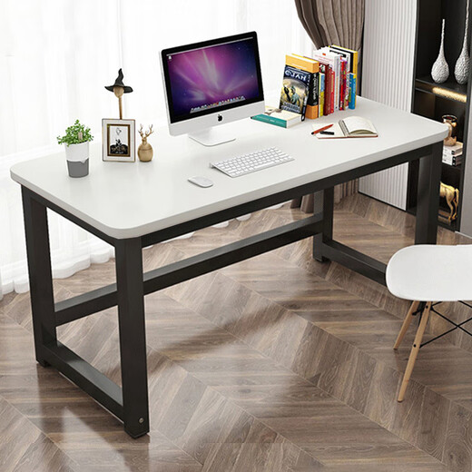 Weimandi Computer Desk Home Desktop Desk Study Desk Writing Desk Simple Bedroom Table Workbench Long Table Thickened Light Wood Surface + White Frame Length 80* Width 50* Height 74cm Hot Sale