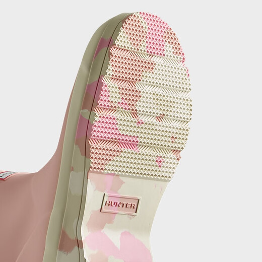 HUNTER女鞋酷玩系列防水防滑雨鞋露营短靴涂鸦厚底增高雨靴女 藕色粉底/FSZ 39