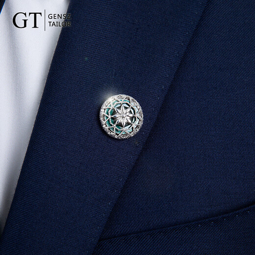 Shencheng Retro Baroque Art Brooch Men's High-end Light Luxury Business Suit Accessories Pin Corsage Baroque Brooch - Blue