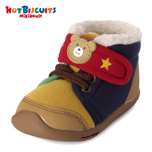 MIKIHOUSE Toddler Cotton Shoes Autumn and Winter Binns Bear Lined Velvet Warm Toddler Shoes Upturned Toe Comfortable HOTBISCUITS Multicolor 13 (Suitable for feet 12.5cm long)