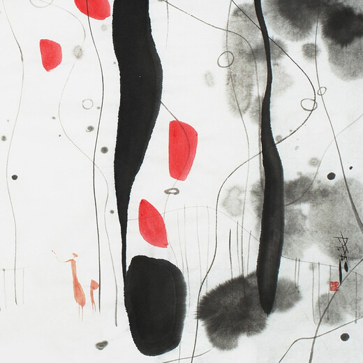 Silent Squid, Yang He's original Chinese ink painting 