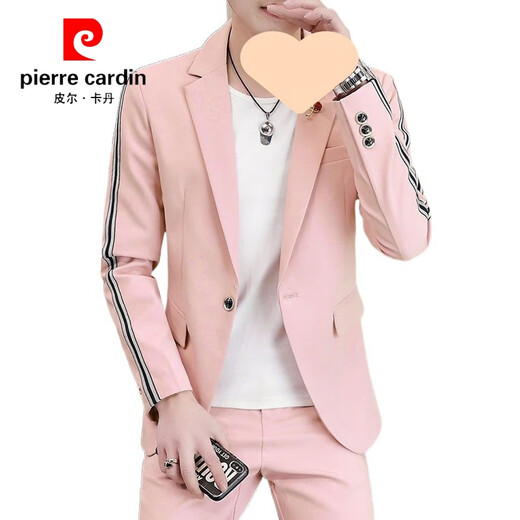 Pierre Cardin Korean casual suit men's spring and autumn slim and handsome small suit three-piece British wedding dress jacket 2078 white (top + pants + T-shirt) 165/M
