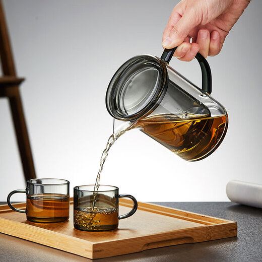 美斯尼 茶杯茶水分离杯玻璃杯茶杯带盖杯子办公家用带过滤加厚耐热茶杯 大号墨客杯690ml