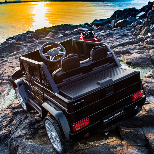 ROEH two-seater Mercedes-Benz big G children's electric car four-wheel remote control car 4-wheel drive for children and babies playing first birthday gift upgraded 12v large lithium battery pearl white electric drive (can seat adults)