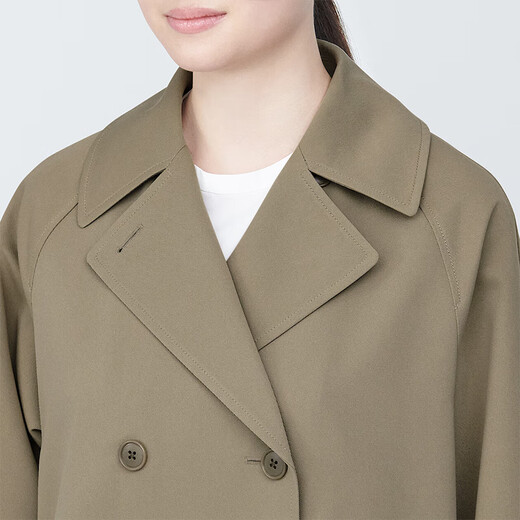 无印良品（MUJI）女式 不易沾水 双排扣大衣外套女款风衣春季外衣女装女士BDE33C4S 米色 M （160/84A）