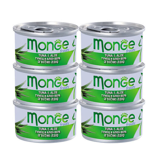 MONGE Italian MONGE Fruit Seafood Cat Canned Nutritional White Broth Wet Food Young Cat Snacks 80gx6 Cans Kitten Chicken + Aloe Vera 6 Cans