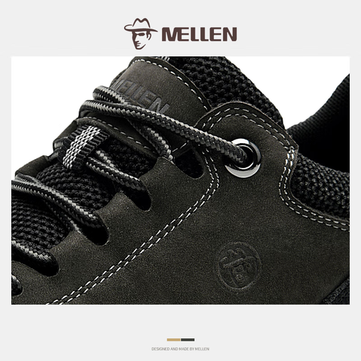 MELLEN Minglang men's shoes new outdoor wear-resistant sports casual shoes genuine leather comfortable work boots MEC67281 dark gray (real leather inner) 37