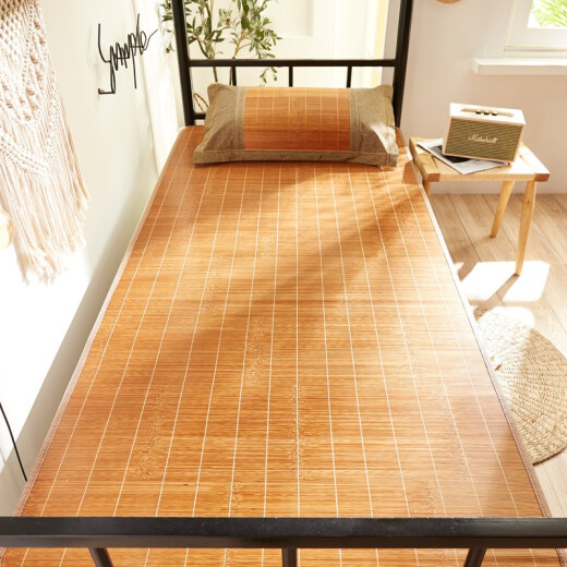Yueyu Home Textiles Student Dormitory Bamboo Mat Single Mat 0.9m Summer Dormitory 0.8m Worker Upper Bunk Lower Bunk 1.2m Double-sided Mat Water-milled Carbonized Bamboo Mat 80*190cm [Small Edge Water-milled Straight] [Free Ice Silk Pillowcase]