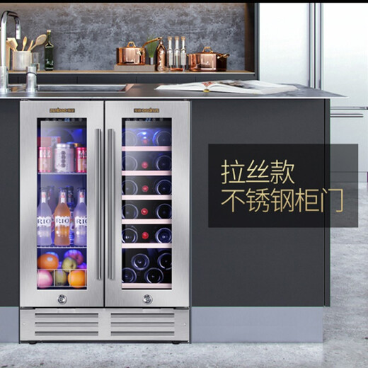 Odino Nationwide Warranty Export Quality Odino Red Wine Cabinet Constant Temperature Wine Cabinet Double Door Embedded Household Small Wine and Foreign Wine Cabinet Air-cooled and Frost-free Left Tea + Right Red Wine (Black Glass Door)