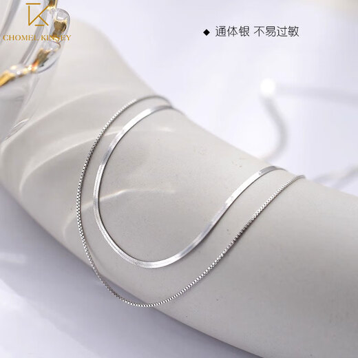 CHOMEL KINSEYs925 Silver Snake Bone Double Layer Necklace Female Niche Design Stacked Clavicle Chain Chinese Valentine's Day Gift for Girlfriend Double Layer Necklace s925 Silver