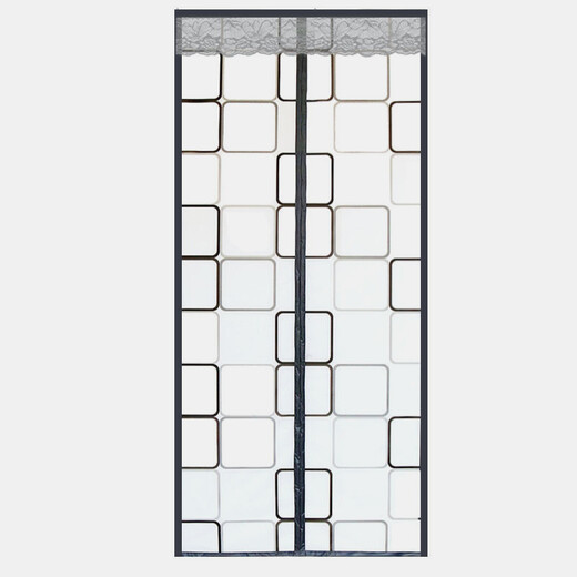 FOOJO door curtain partition, air-conditioning door curtain, windproof magnetic door curtain, kitchen oil fume-proof household plastic windshield curtain, 110*210cm checkered gray