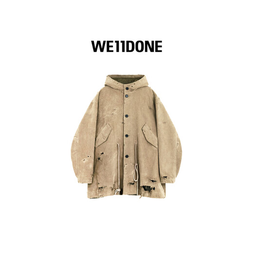 
WE11DONE neutral men and women same style old hooded parka coat coat khaki S