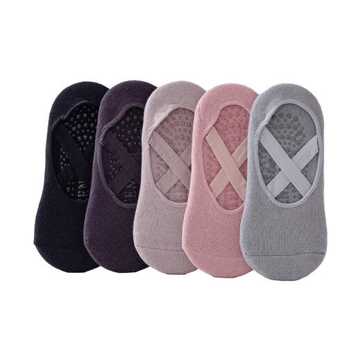 MiiOW Yoga Socks Women's Autumn and Winter Boat Socks Non-Slip Indoor Fitness Floor Socks Pilates Sports Socks Silicone Non-Slip Cotton Soft Bottom 3 Pink 3 Pairs One Size