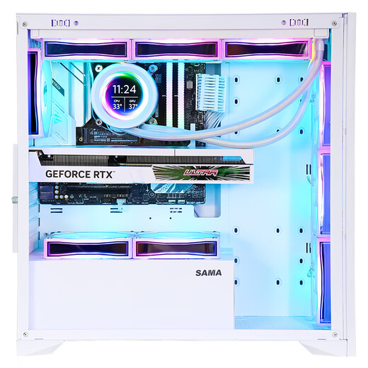 先马（SAMA）朱雀6 白色 游戏电脑主机箱 前板网孔/玻璃侧透/235mm宽体/支持背插式主板、410mm显卡、360水冷位