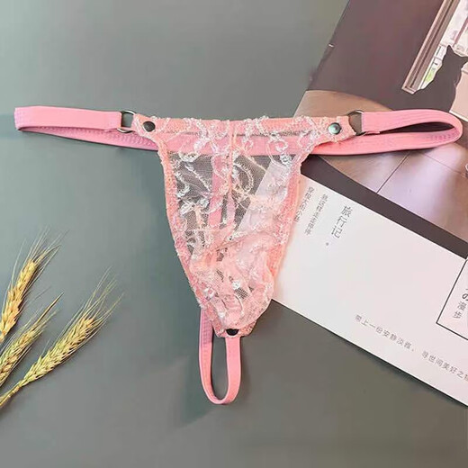 ROSELEX confidential delivery men's sexy adult thong mesh breathable underwear T-shaped pants low waist see-through pink one size fits all